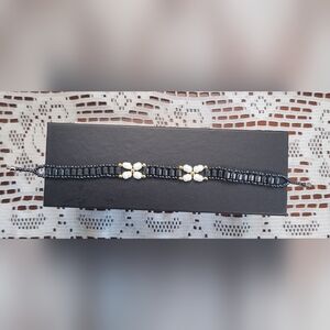 Hematite and Pearl Flower Bracelet